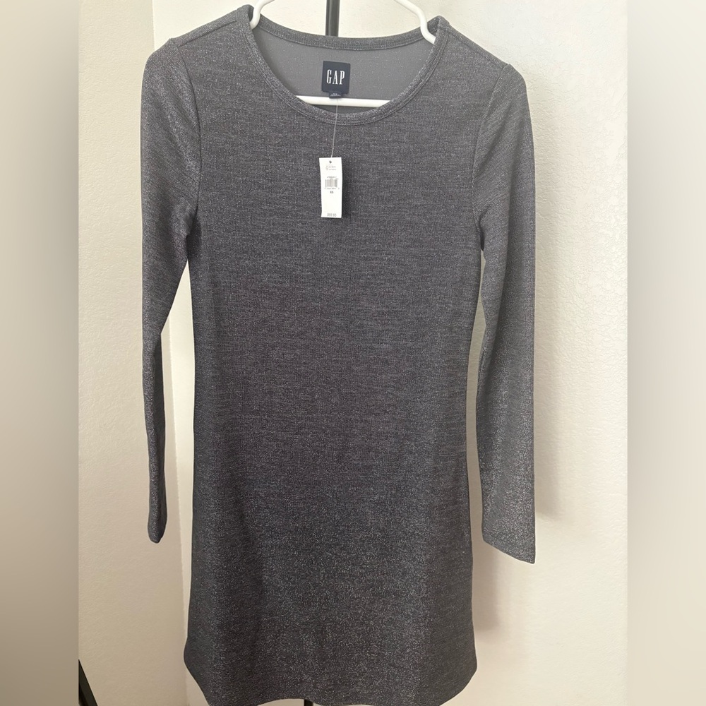 GAP Charcoal Gray Shimmer Ribbed Knit Dress - Picture 2 of 7